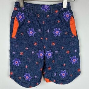 Catimini Girls 2Y Embroidered Denim Shorts Purple & Red Floral Design